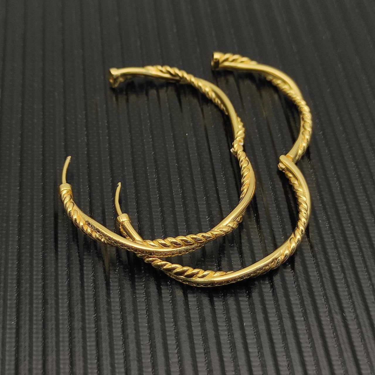 David Yurman Twisted Hoop Earrings with Diamond Accents